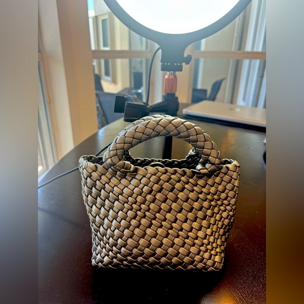 Elegant Vegan Woven Handbag Pewter Mini